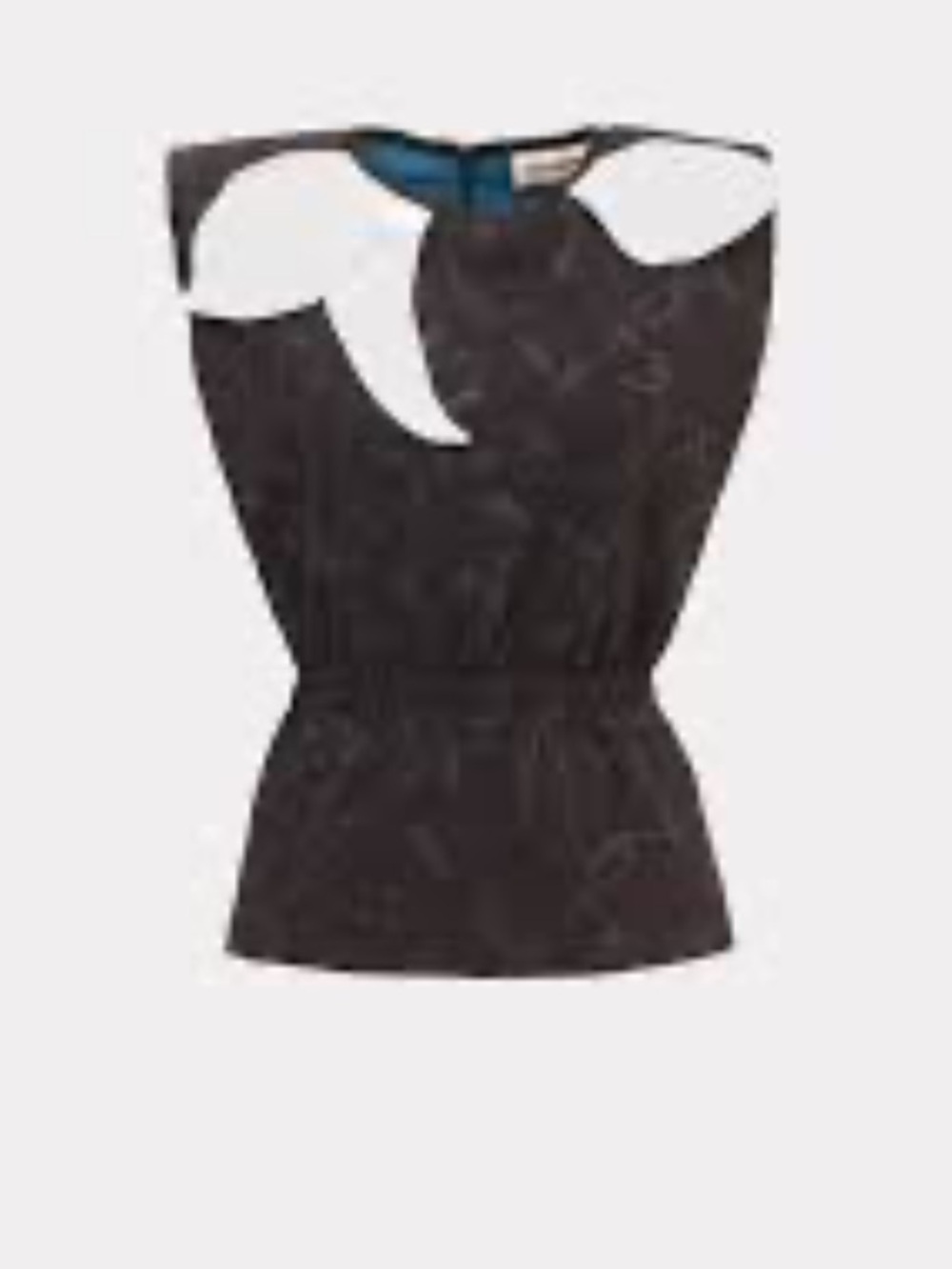 NWOT Julia Allert Sleeveless Black Top with White Floral Collar